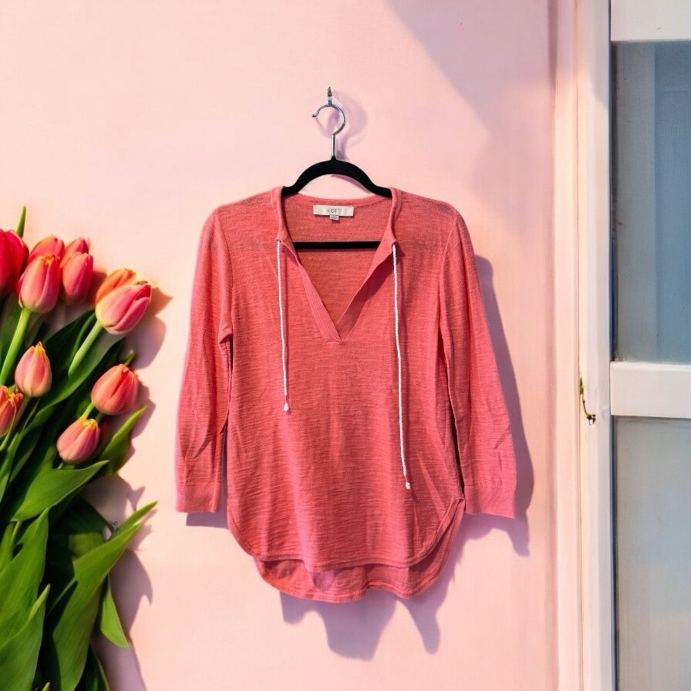 Ann Taylor LOFT Bright Coral Knit Top